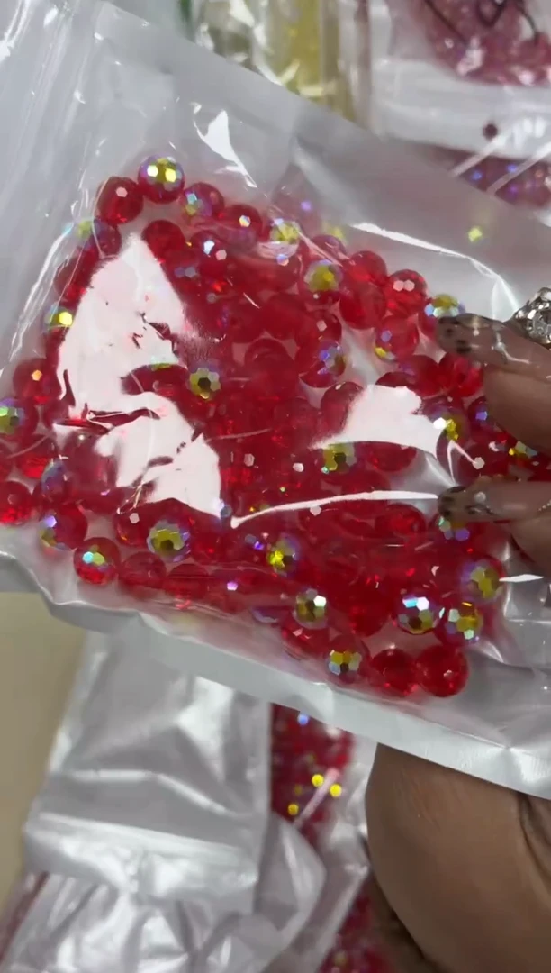 玻璃03076卡8蹦迪珠大红色2条