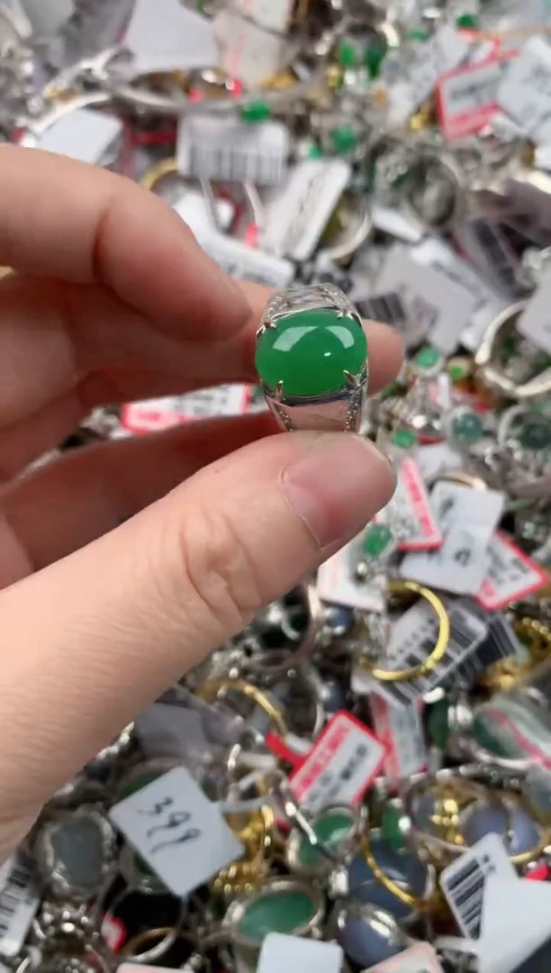 银S925镶嵌戒指翡翠12             7