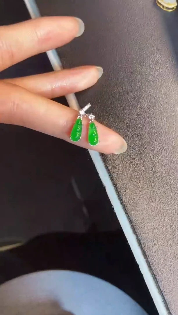 吊坠(不含链)银S925镶嵌翡翠天然A货翡翠