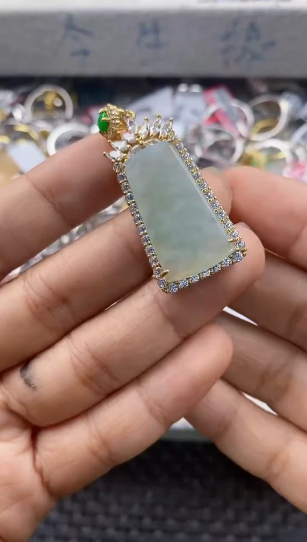 银S925镶嵌戒指翡翠777----7
