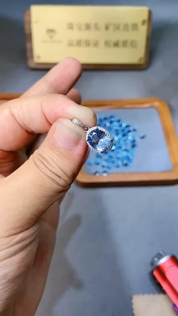 【闪购商品】海蓝宝石颈饰银S925镶嵌354