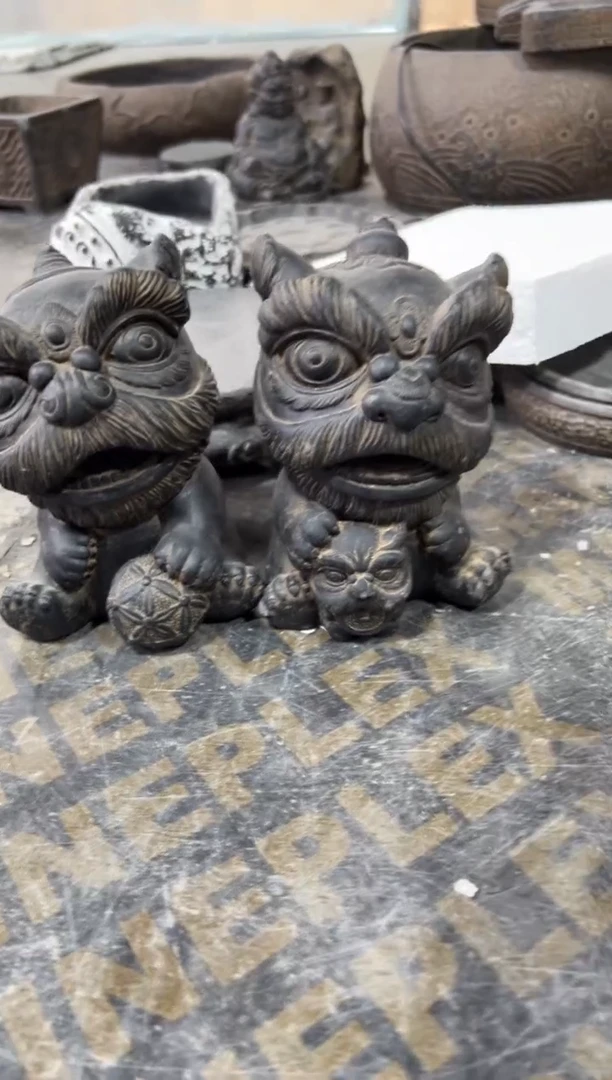 陶土【火山泥】瑞气盈门一对