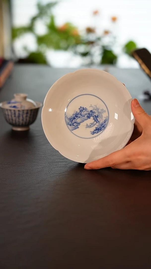 瓷片忘言造物山水壶承