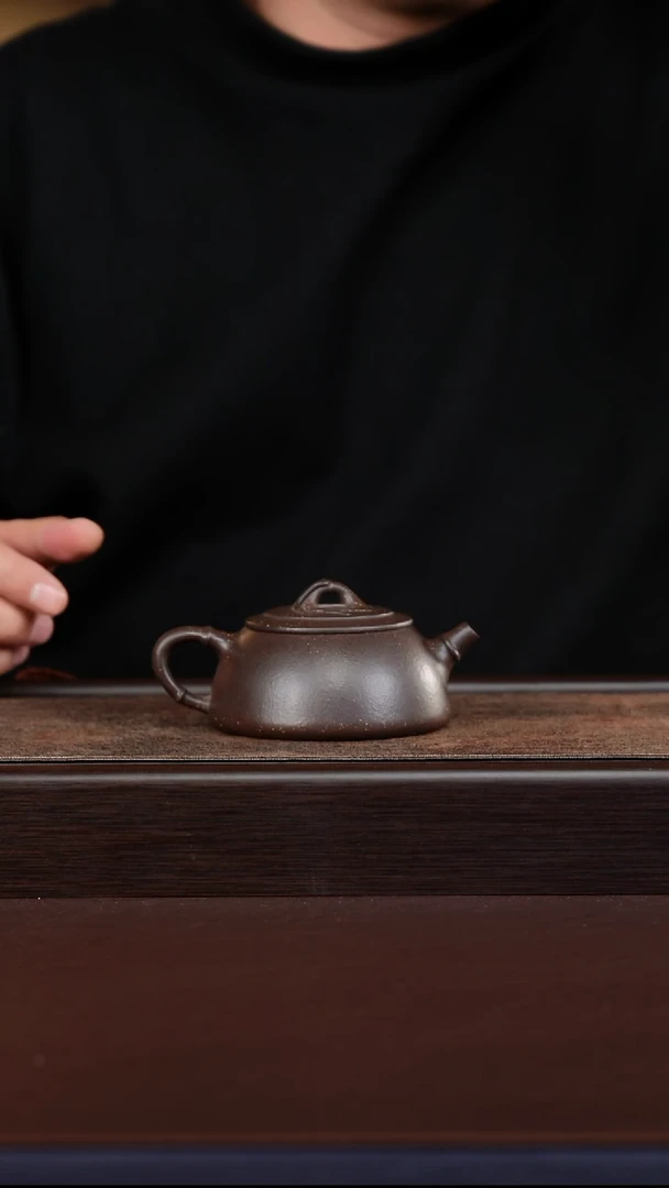 茶壶紫砂17竹节石瓢壶