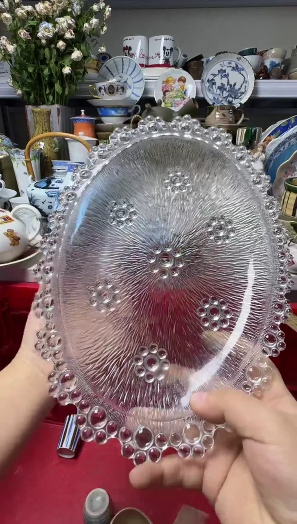 中古瓷器，默认微瑕-079，长26的玻璃盘
