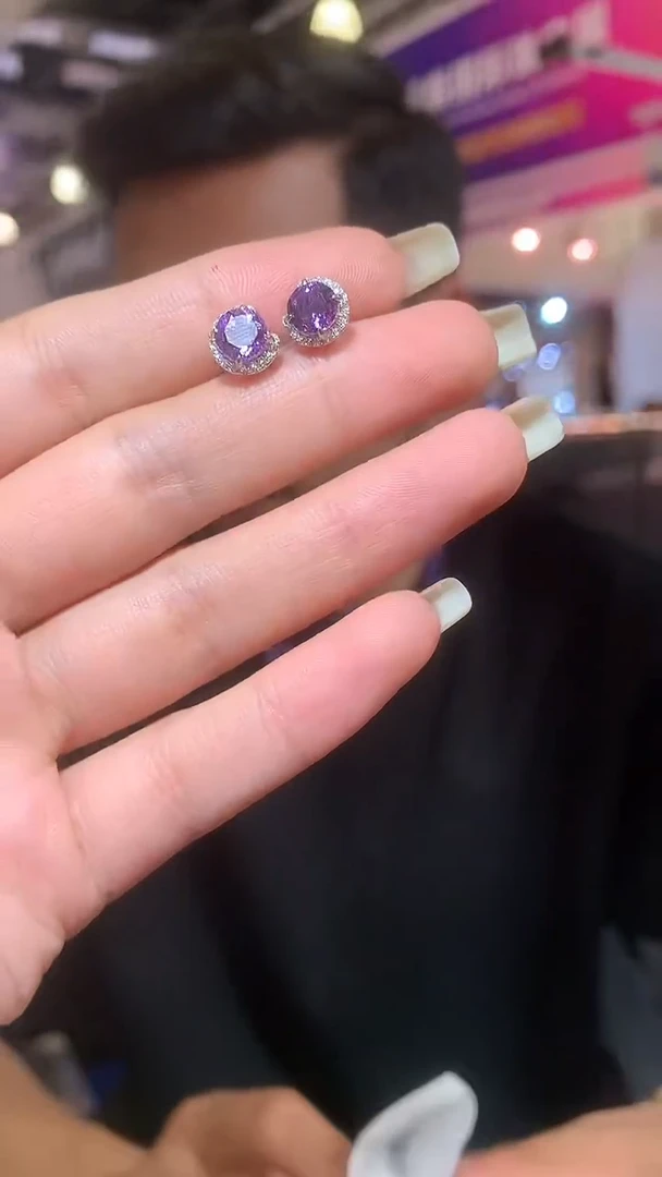 银S925镶嵌耳饰水晶【宝石世家严选】