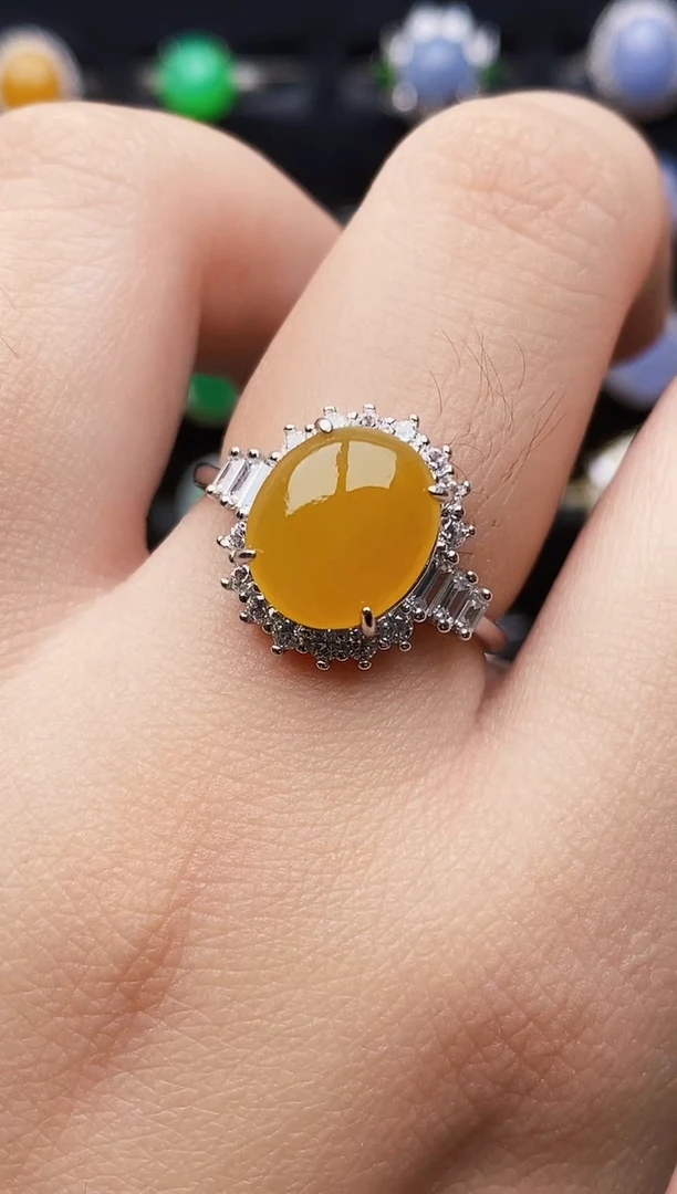 银S925镶嵌戒指翡翠7055