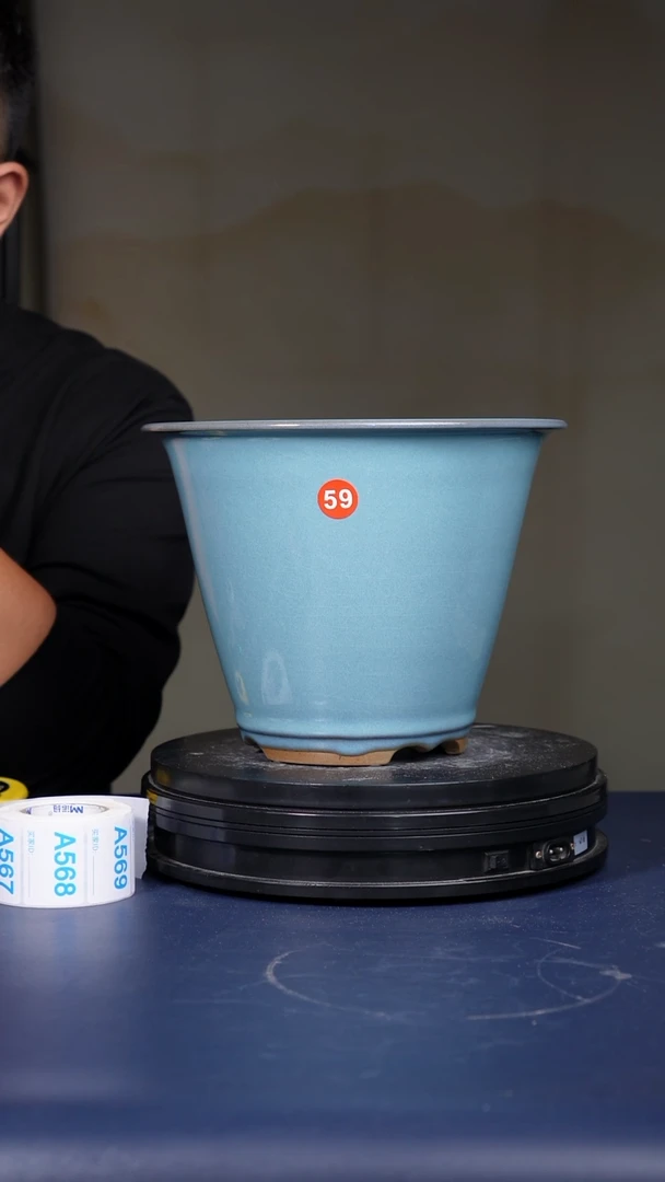 其他清*59号钧瓷天蓝釉斗笠盆