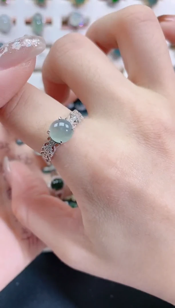 银S925镶嵌戒指翡翠天然翡翠