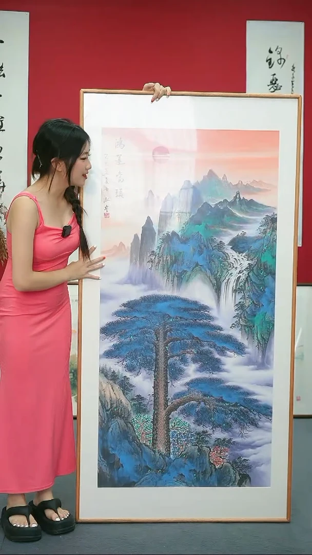国画163*83手绘作品带框