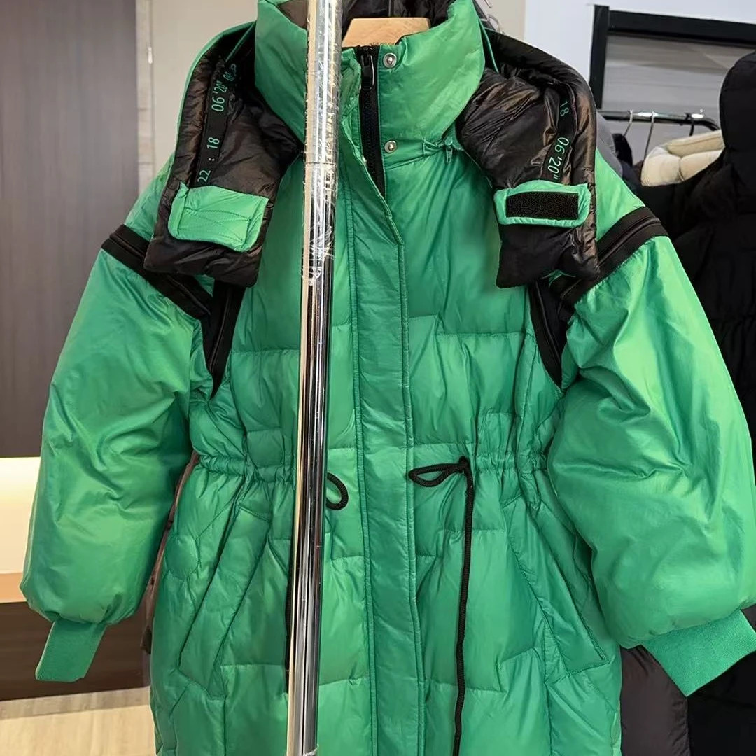 羽绒服宽松女装连帽百搭厚款女士中长款时尚艾莱Y