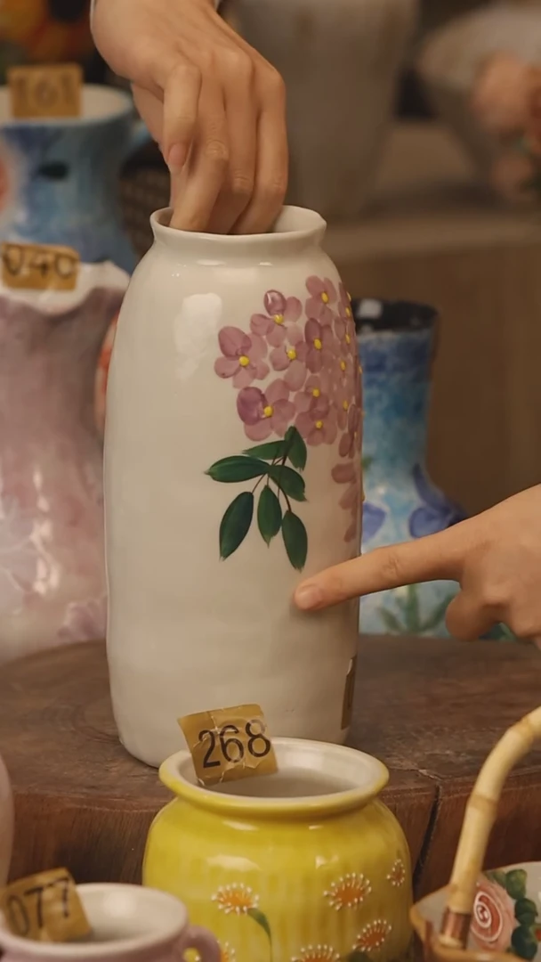 陶瓷景德镇设计师手作花器摆件侘寂风@M079@