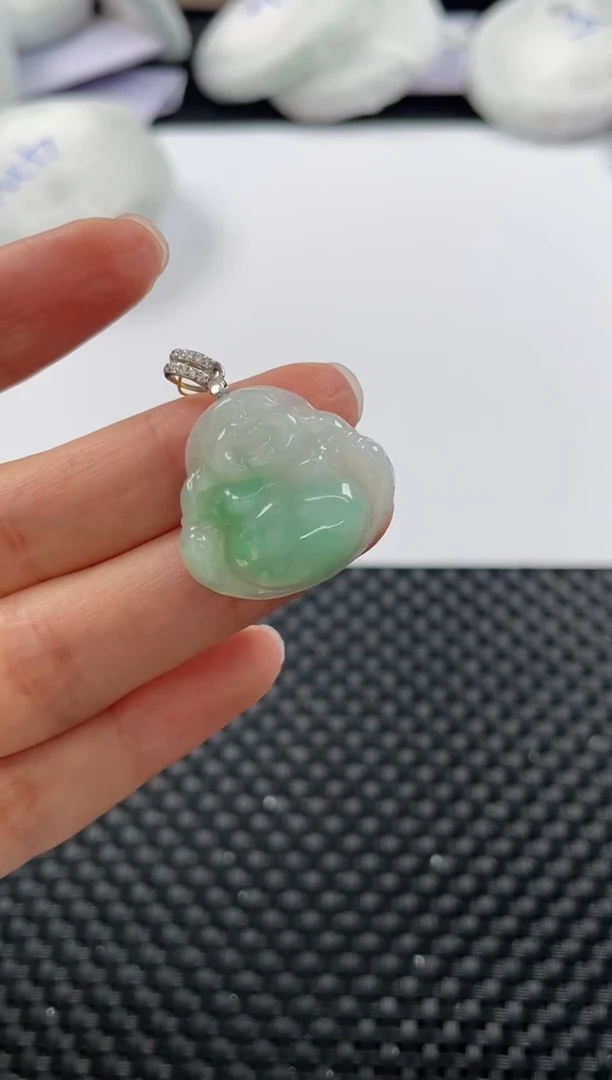 颈饰银S925镶嵌翡翠基地发货H 7377 佛公