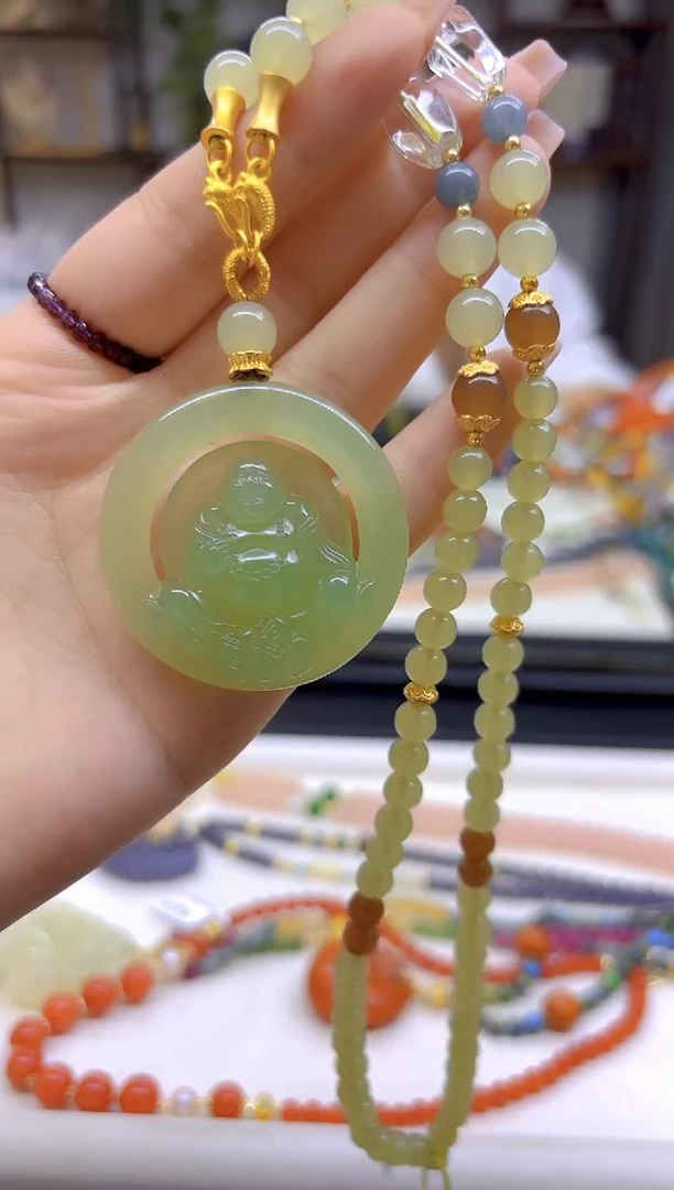 和田玉未镶嵌毛衣链DIY款M765