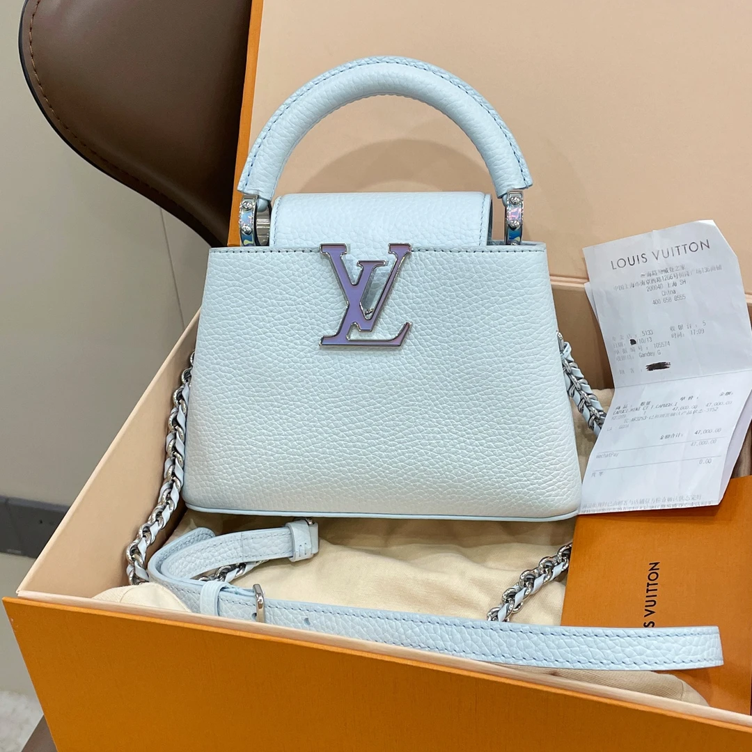 99新 LouisVuitton/路易威登 cap mini渐变冰川蓝手提包