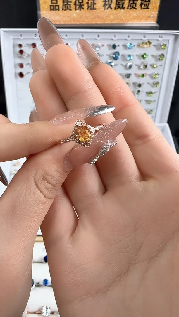 【闪购商品】黄晶戒指银S925镶嵌天然黄水晶戒指