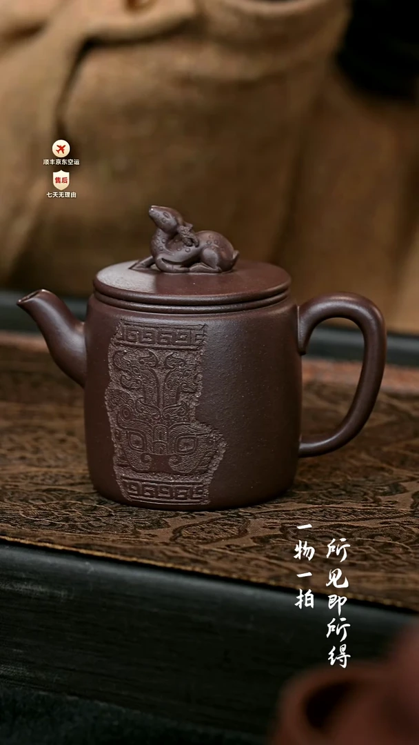 茶壶紫砂一路生花·汲直壶 一物见春