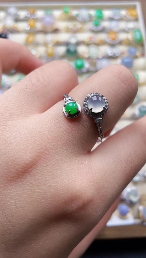 银S925镶嵌戒指翡翠58