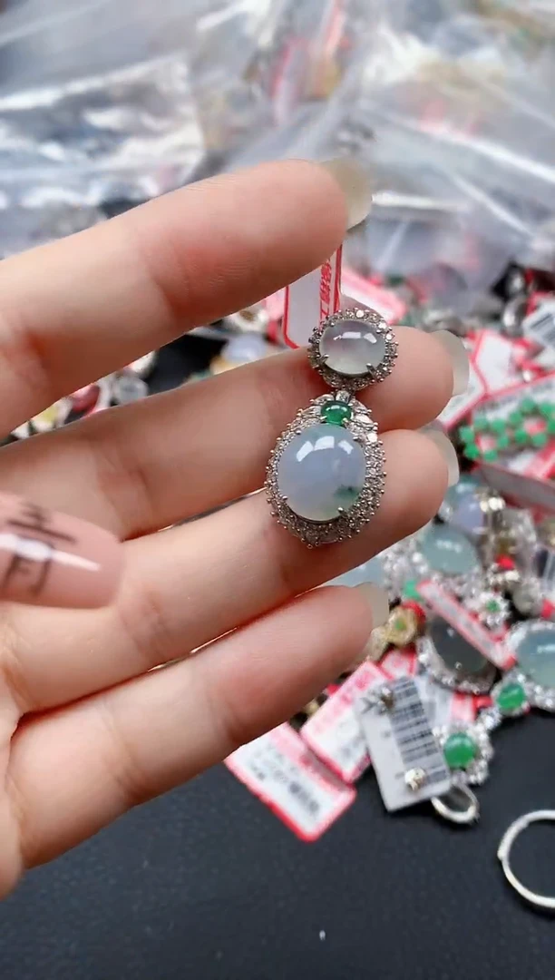 银S925镶嵌戒指翡翠天然A货缅甸翡翠