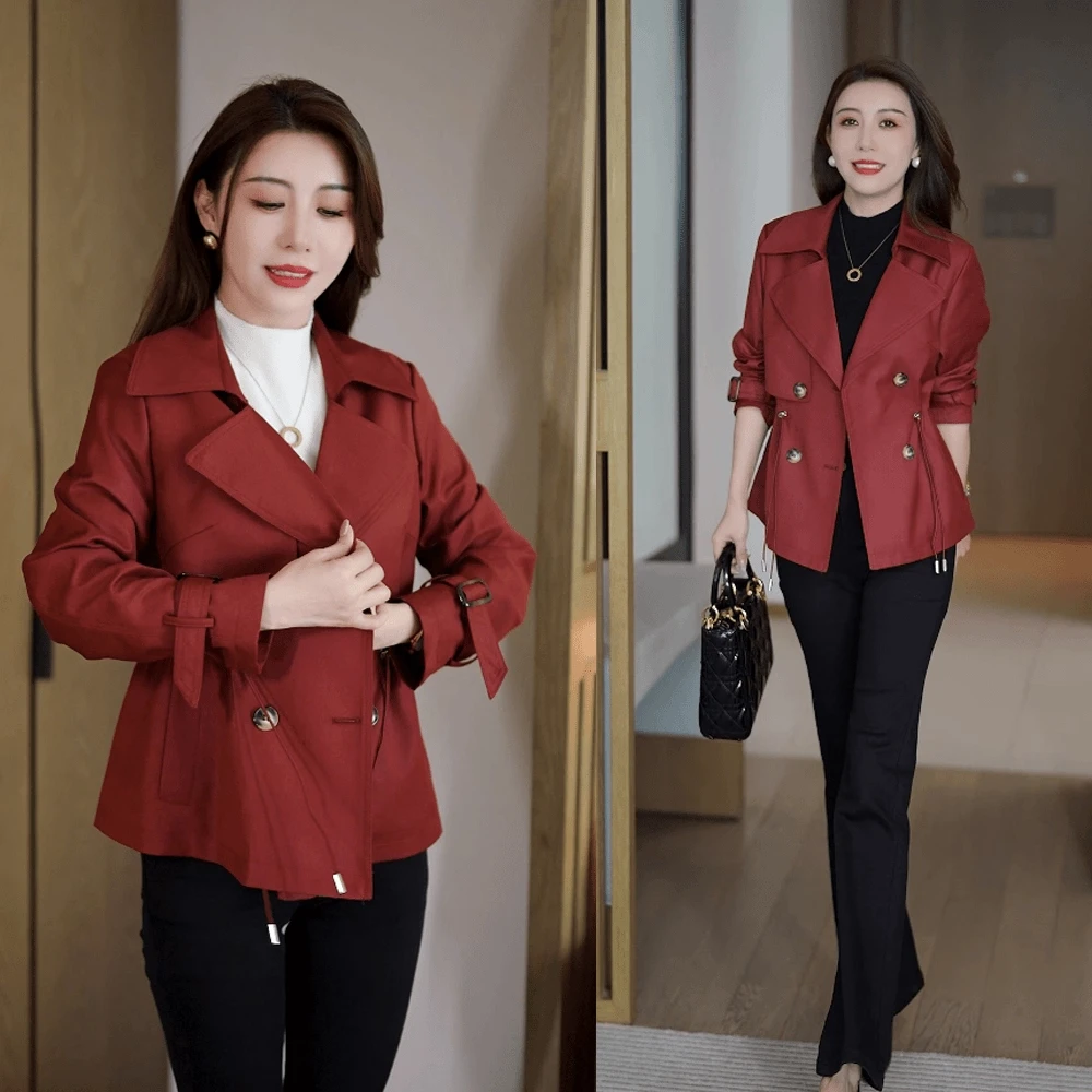 休闲风衣短外套女2025秋季新款时尚收腰显瘦小个子百搭气质大衣潮