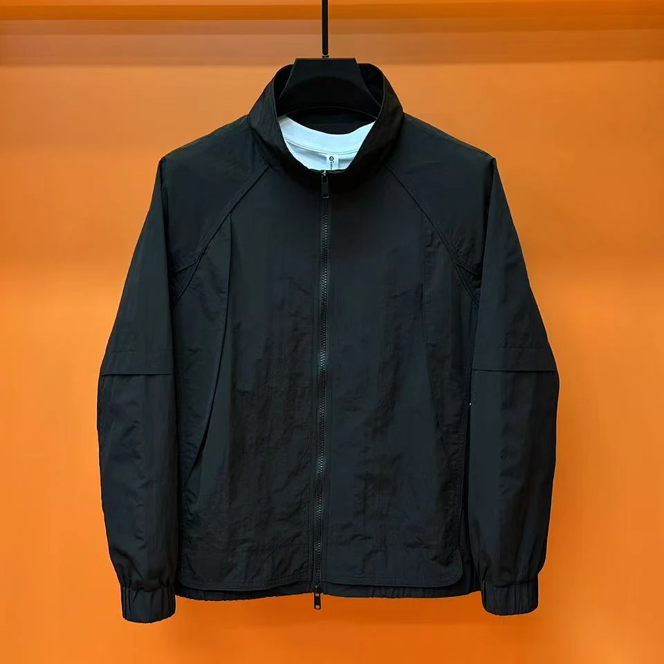 A5男士立领春秋季简约宽松外套夹克休闲潮流百搭纯色透气上衣121