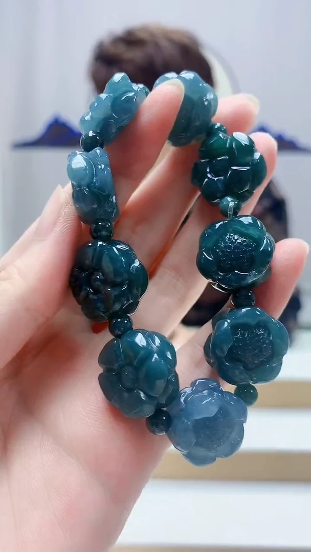 未镶嵌定制翡翠5159zm-毛货莲花手串16