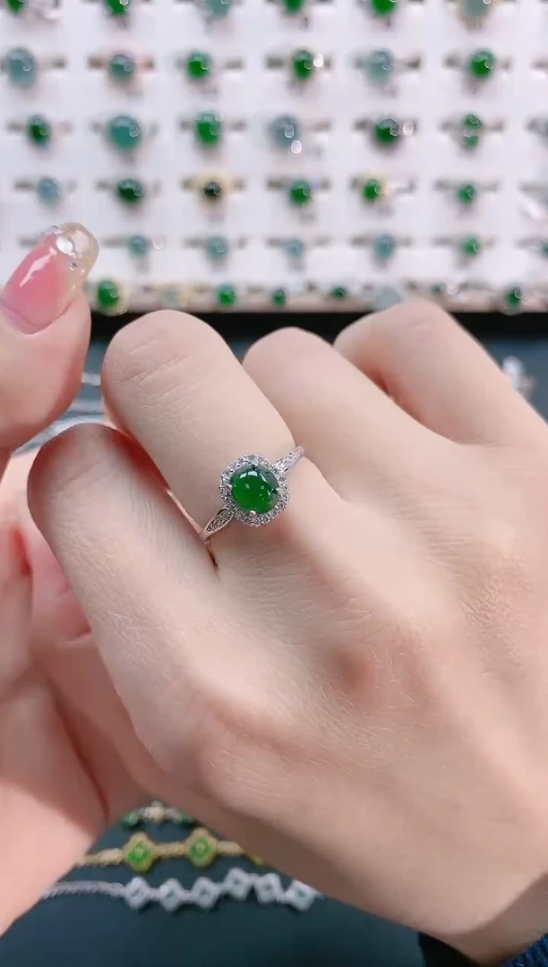 【闪购商品】翡翠戒指银S925镶嵌天然翡翠