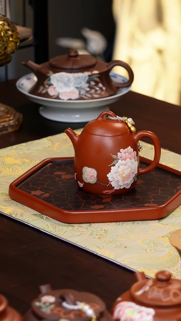 茶壶紫砂兰*原矿紫砂手工杯子朱泥