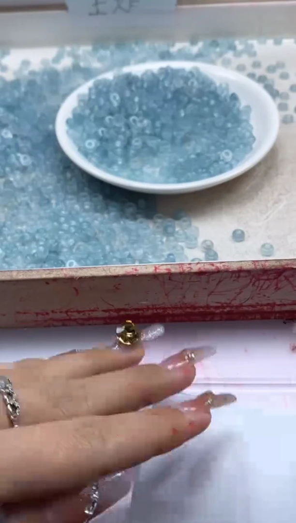 【闪购商品】玛瑙/玉髓颈饰未镶嵌w1478冰川蓝玛瑙大孔6*3mm*50