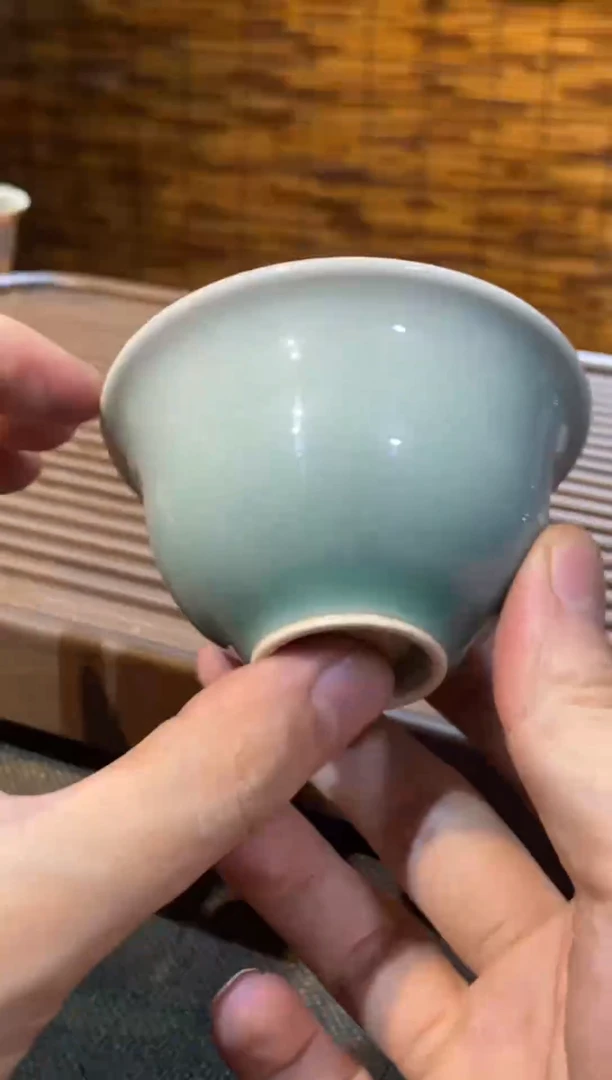 【 山隐青瓷】龙窑柴烧杯子压手杯30cc