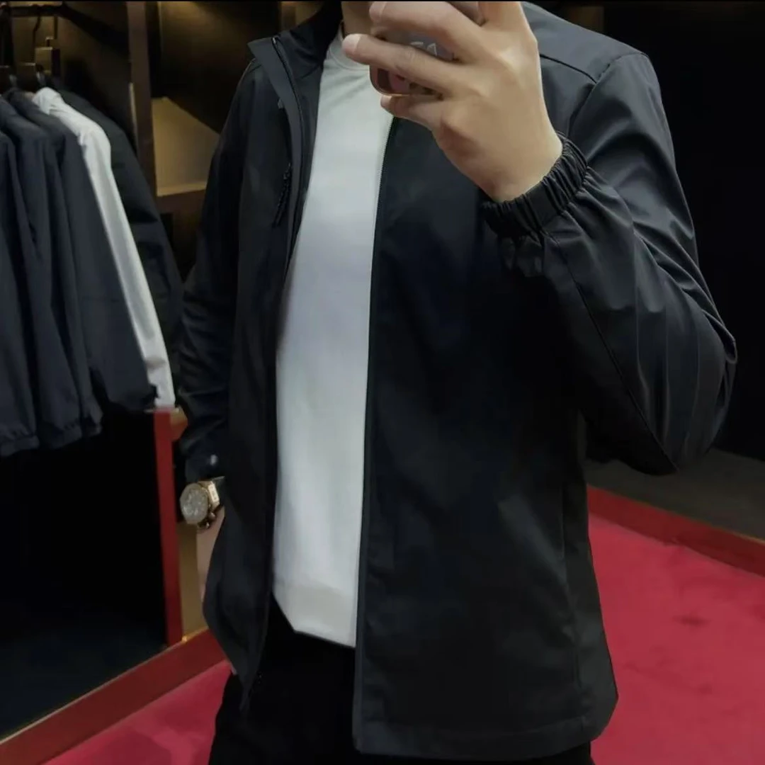 2025春季新款男士长袖立领夹克外套时尚百搭轻奢拉链大口袋冲锋衣