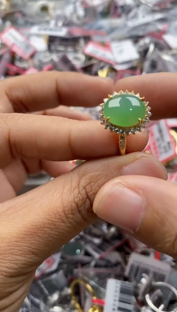 银S925镶嵌戒指翡翠333             2