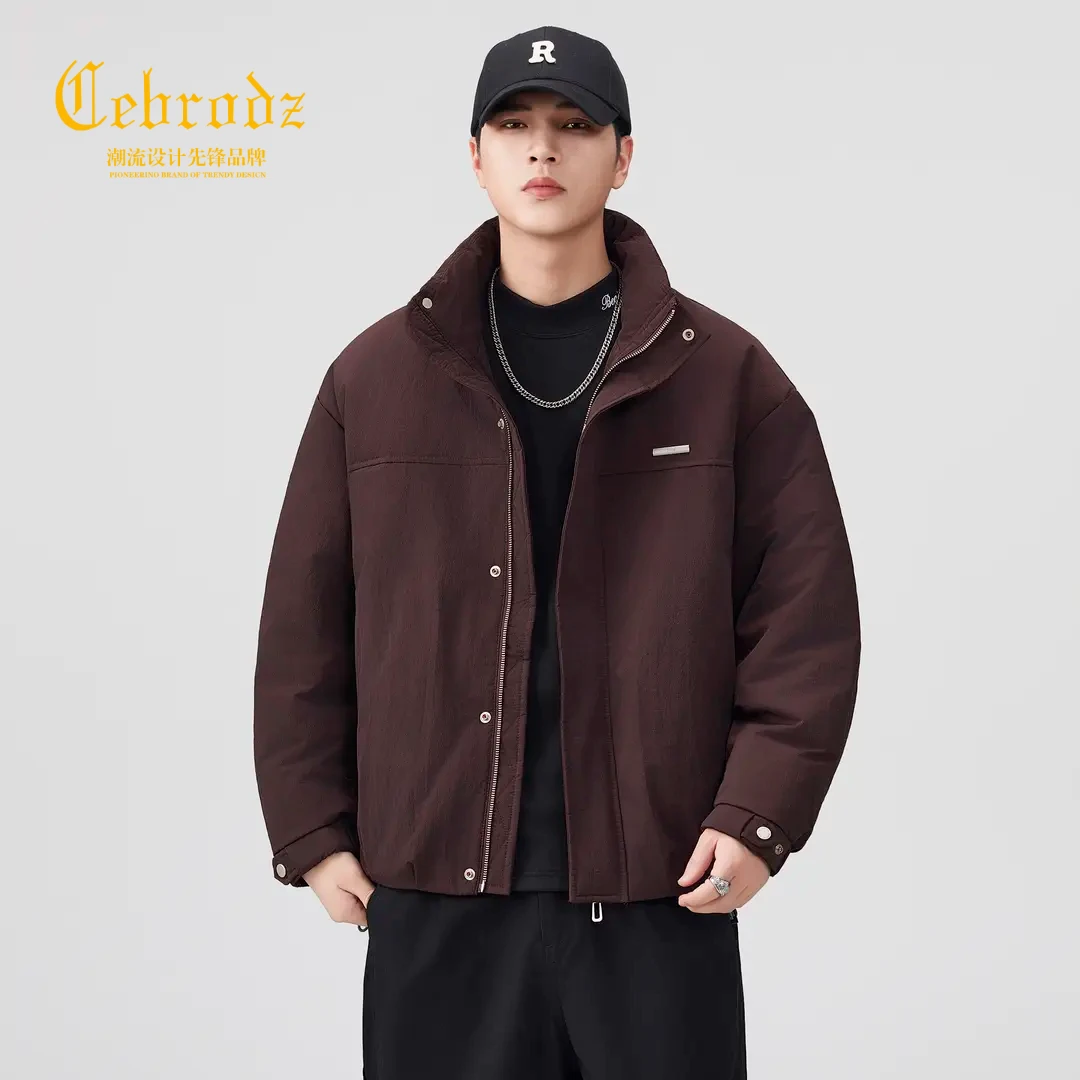 法国Cebrodz白鸭绒立领羽绒服男冬季保暖加厚棉服工装外套百搭