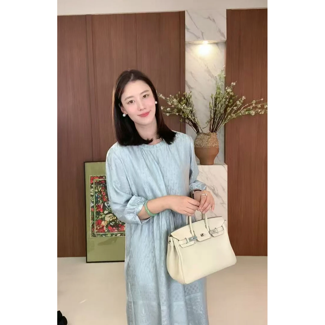 “以简驭繁”宽松100%桑蚕丝连衣裙夏五分袖连衣裙KXRDR35302