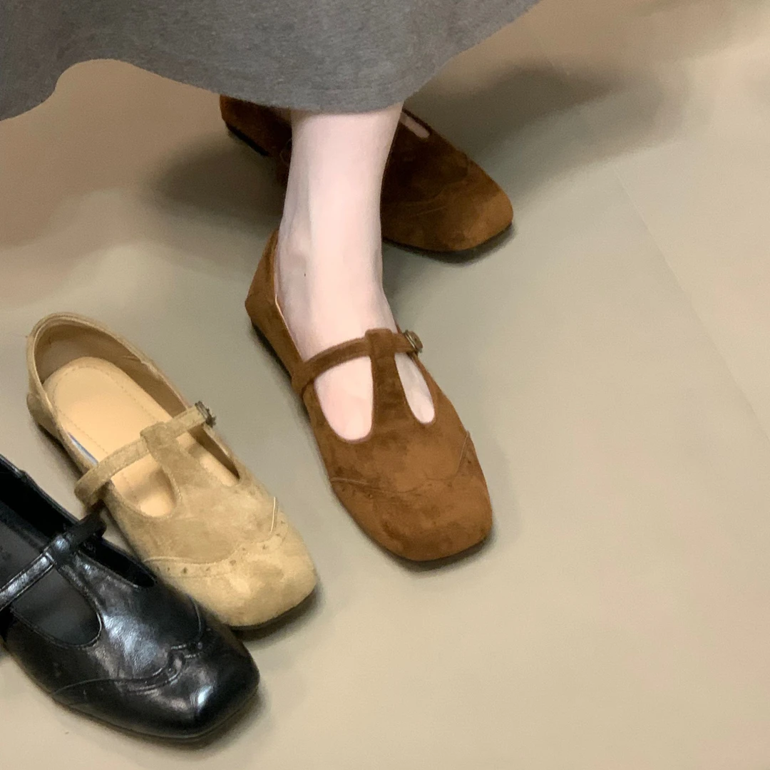 复古绒面方头单鞋乐福鞋子女鞋2025秋季款法式玛丽珍鞋小皮鞋