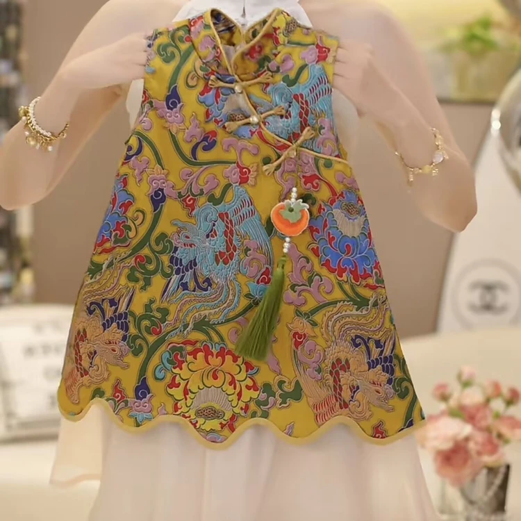 巴拉【断码】品牌新中式国风无袖连衣裙女童