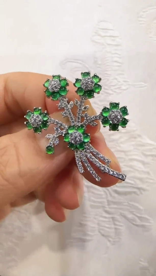 翡翠银S925镶嵌颈饰国风