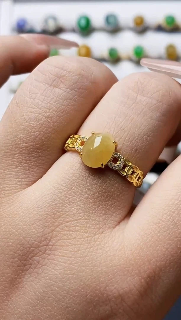 银S925镶嵌戒指翡翠4377