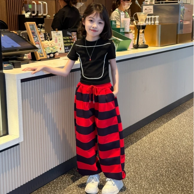 女童春季街舞套装2025新款时尚休闲运动裤子女孩学生夏天短袖T恤