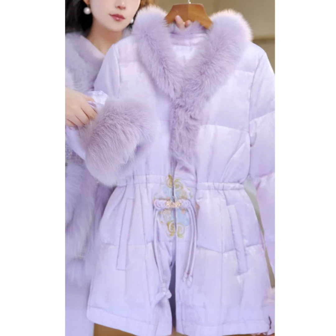 【北栀】【升级版2.0明月桃夭】国风盘扣狐狸毛羽绒服813419