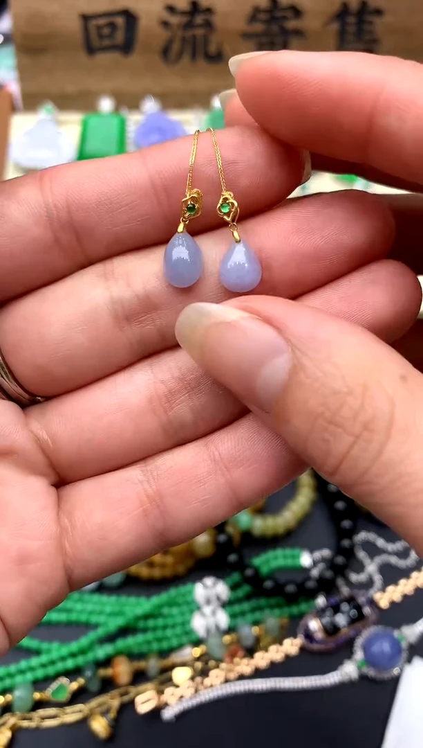 【闪购商品】翡翠耳饰18K金镶嵌141-中国好珍宝