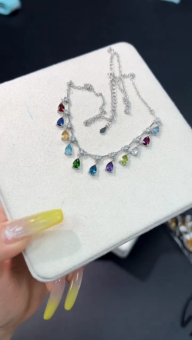 银S925镶嵌套链水晶48E多样性发其一【1条装】