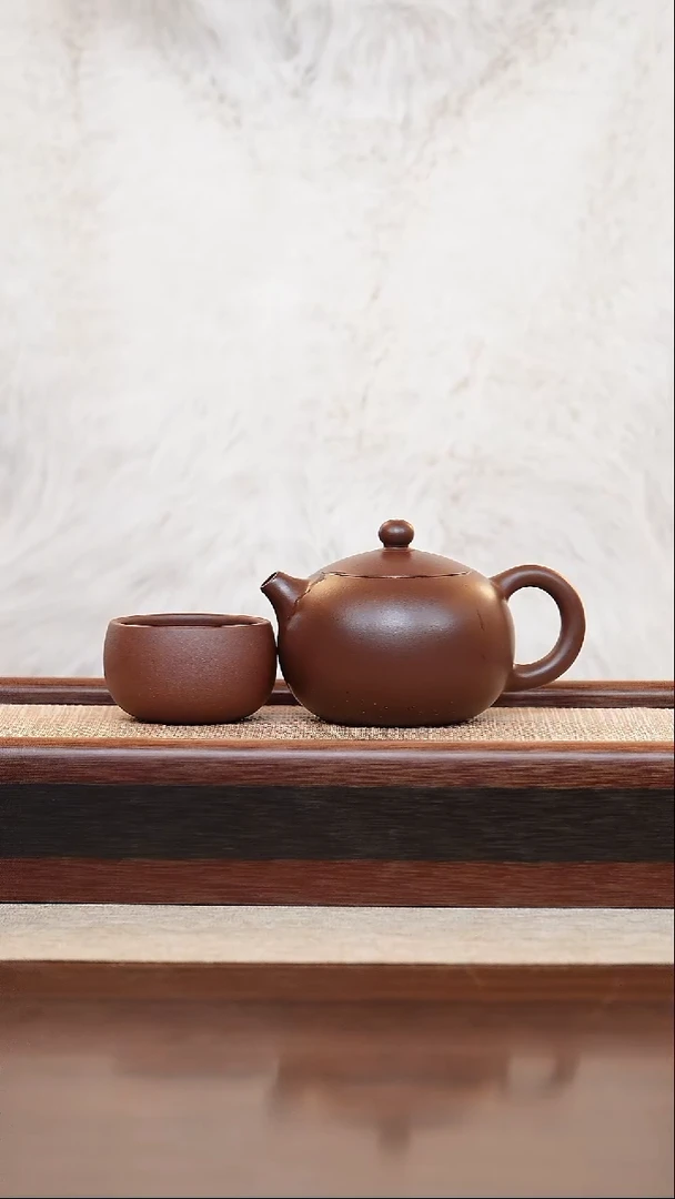 紫泥西施200cc宜兴手工紫砂壶＋紫砂杯