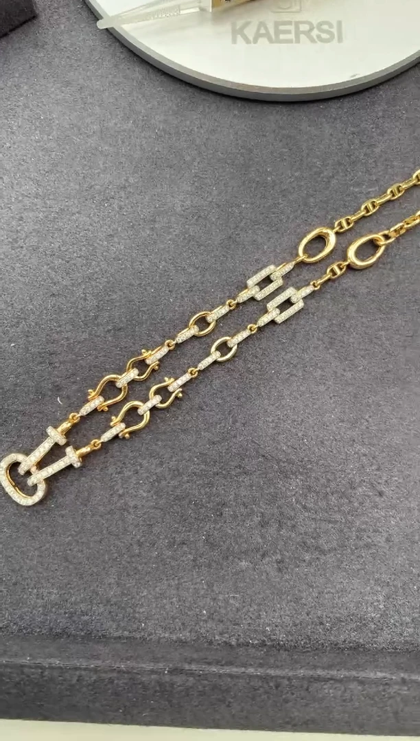 项链18K金镶嵌钻石0.63ct素金项链 GE 定制