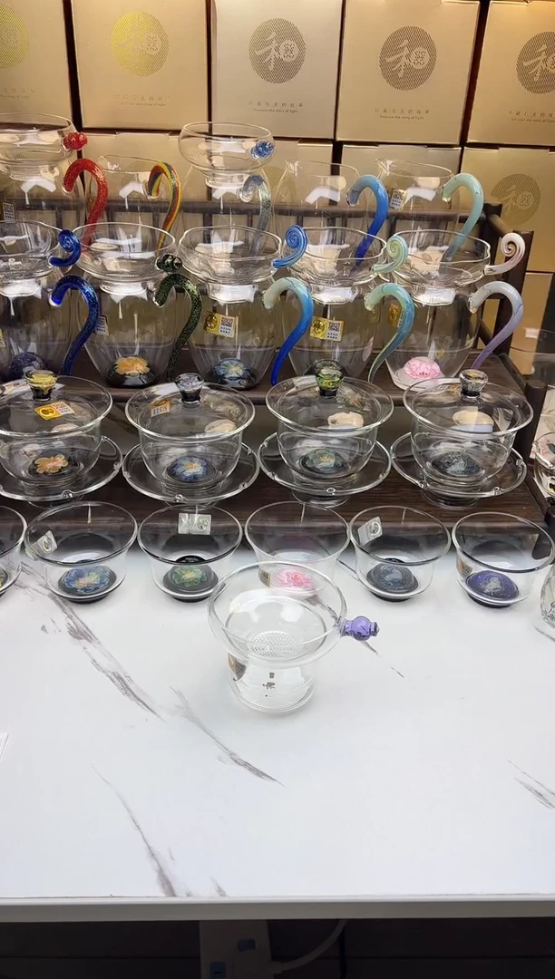 手工艺品玻璃小*儿禾器 奉珠茶漏浅紫 普通盒
