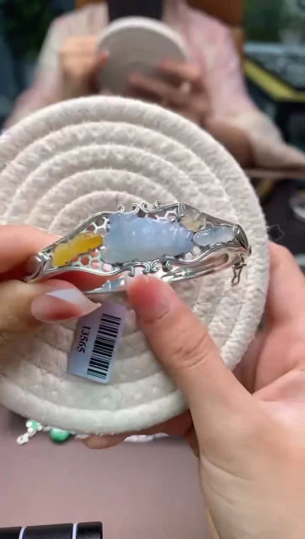 颈饰银S925镶嵌翡翠净货13565圈口56-58