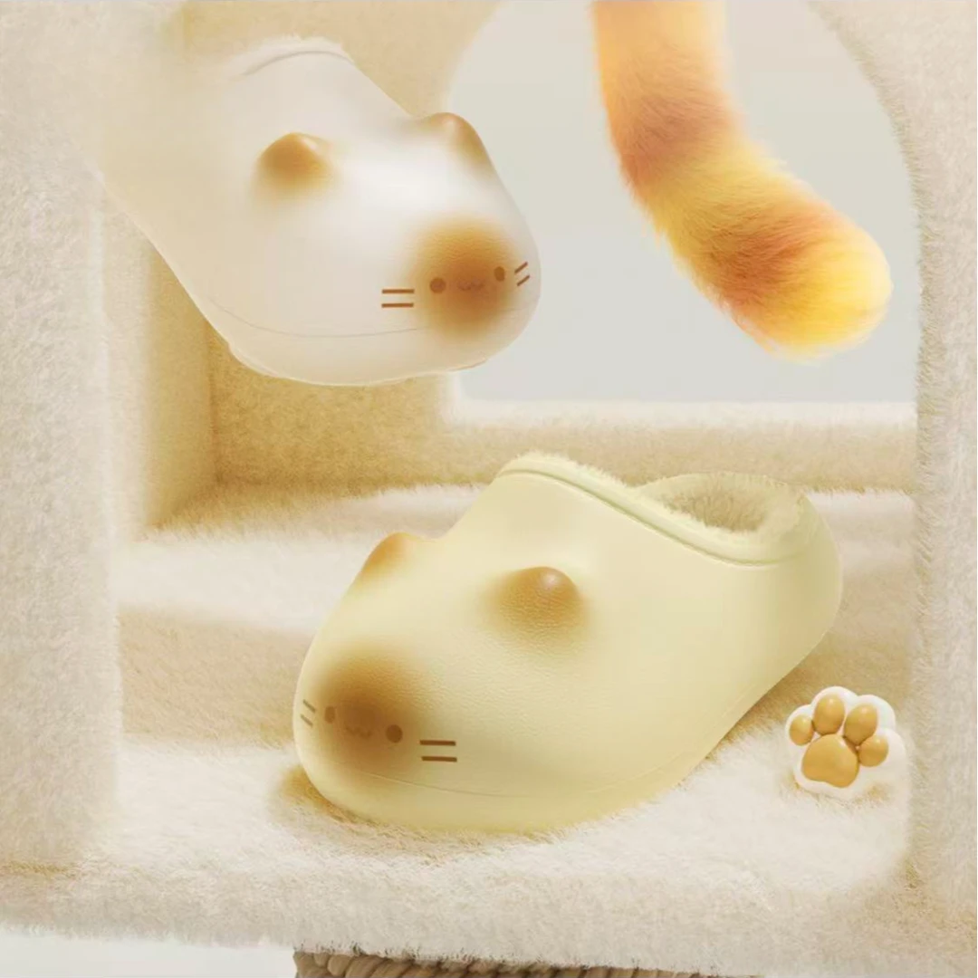 猫爪棉拖女足弓支撑冬居家保暖防滑情侣可爱小咪鞋