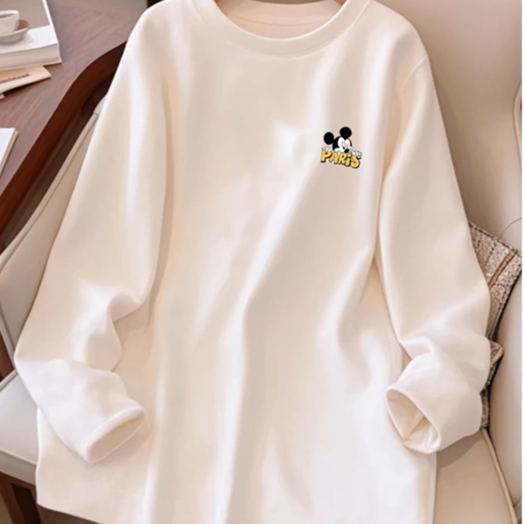 白色圆领薄款中长款打底衫女内搭欧洲站2025春秋新款宽松长袖T恤