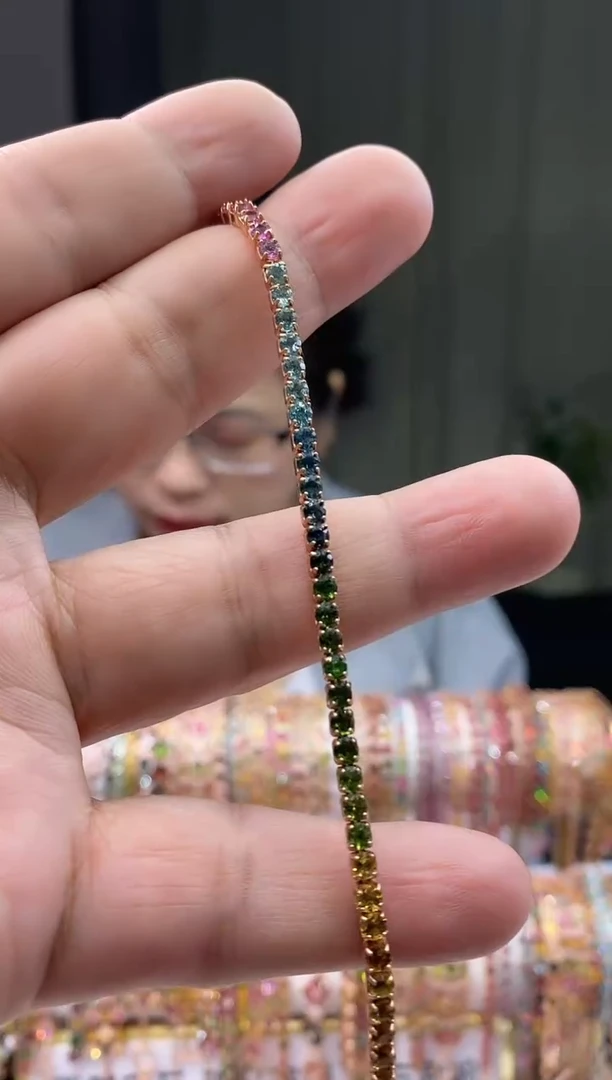 【闪购商品】碧玺手链银S925镶嵌3.43543543543