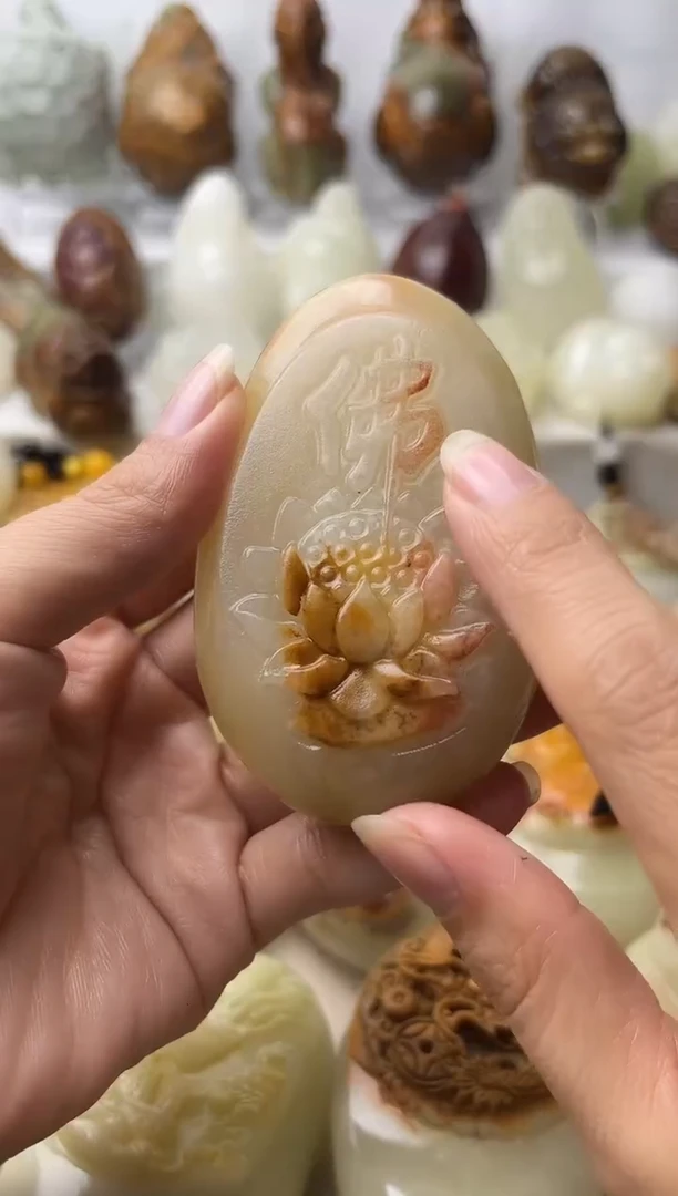 石材方解石棉纹正常不退换佛莲花